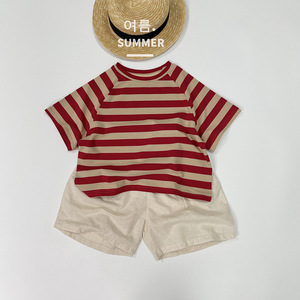 Verano bebé niño cuello redondo manga corta algodón rayas camisa bebé Top - Product Image 4