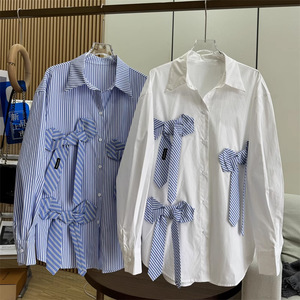 Chemise à manches longues pour femme avec nœud papillon 3D, tendance - Product Image 2