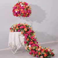 Usine en gros artificielle grande fleur boule rose vif Orange Rose vert feuille mariage toile de fond décoration noël événement fête