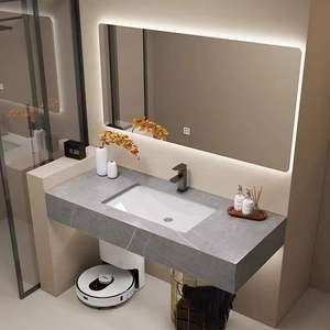 <span class=keywords><strong>อ่าง</strong></span>ล้างหน้าแบบแขวนผนัง วัสดุ Solid Surface ลายหินอ่อน ขายดี พร้อมตู้เซรามิก 2 ชั้น สำหรับห้องน้ำ <span class=keywords><strong>ราคา</strong></span>สุดคุ้ม - Product Image 2