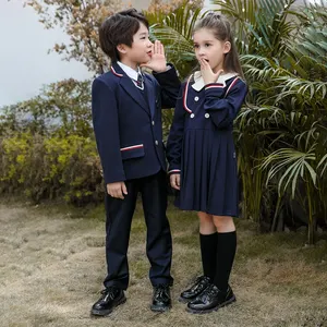 Terno formal personalizado outono e inverno, uniforme escolar primária meninos coreanos e meninas