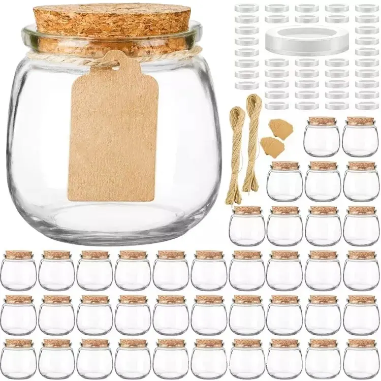 Bouteilles en verre transparent personnalisables en gros Pot à pouding pour le stockage des aliments pour le yaourt et le lait