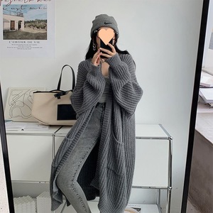 Femmes ample tout match à manches longues <span class=keywords><strong>mi</strong></span>-<span class=keywords><strong>long</strong></span> genou pull manteau automne hiver à la mode tricoté <span class=keywords><strong>Cardigan</strong></span> solide épais - Product Image 6