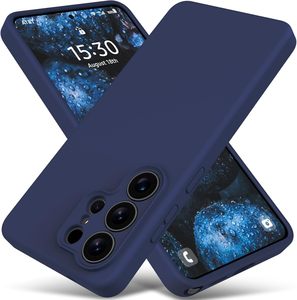 Coque en silicone liquide avec protection intégrale de l'appareil photo, doublure en microfibre douce au toucher pour Samsung Galaxy S26 Ultra, bleu nuit - Product Image 1