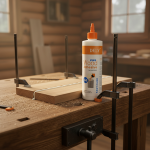 Colle pour bois en polyuréthane PUR DELY, colle pour le travail du bois, pour la menuiserie, les cadres de portes, l'assemblage d'armoires, la construction en bois d'intérieur - Product Image 1