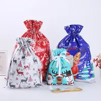 Cordão de impressão personalizada presentes saco do presente do doce embalagem sacos para o natal