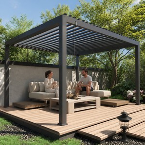 Pergola d'hôtel 4x5m, Grande <span class=keywords><strong>Tente</strong></span> de Jardin, Auvent de Terrasse, Pavillon en Verre, Carport, Arche, Loggia, Treillis - Product Image 1