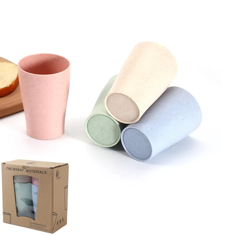 Milieuvriendelijke Tumbler Koffie Cups Drinken Baby Stapelen Biologisch Afbreekbaar Thee Tarwe Stro Cup Set
