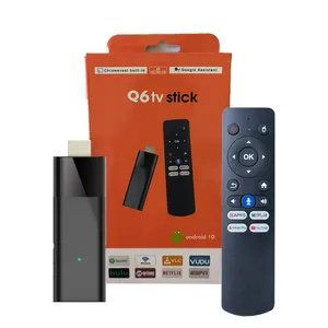 2024 Q6 Android TV Stick Fire H313 Quad Core 4K UHD 2.4/5.8G WiFi Android 10 2GB 16GB Smart Sticks Android TV Stick Set-Top Box