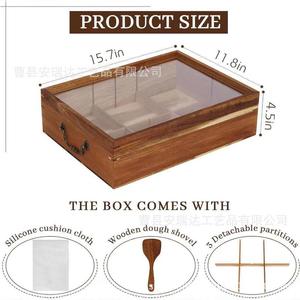 Caja de almacenamiento de masa de madera de acacia con base de malla, capacidad para 4-6 bolas, para hacer pizza - Product Image 4