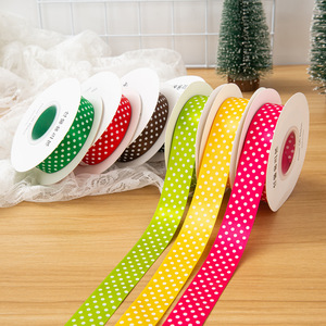 Cinta de poliéster brillante de 2.5cm con lunares, de una sola cara, para lazos de pelo DIY, manualidades, decoración de festivales infantiles, venta al por mayor - Product Image 2