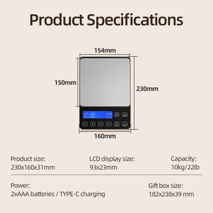 Báscula digital electrónica de cocina con pantalla LCD retroiluminada en azul de alta precisión, temporizador, función tara, interruptor de unidad PCS, para pesar alimentos. - Product Image 5