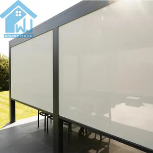 Intelligente DIY Metall Top window Aluminium Pergola Markise Louver Pergola mit Glass chiebe türen