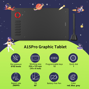 Máy tính bảng nghệ thuật kỹ thuật số VEIKK A15 Pro với bút và bút cảm ứng để vẽ hoạt hình, tương thích với máy tính MacBook Pro và điện thoại - Product Image 2