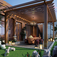 Vente chaude Moderne En Aluminium Gazebos Pergola Pare-Soleil Extérieur Pavillons Louvre avec Cadre Enduit De Poudre