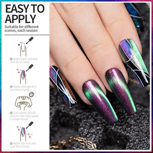 BOZLIN Hema- und TPO-freier Cateye <span class=keywords><strong>Gel</strong></span> Nagellack in <span class=keywords><strong>24</strong></span> Farben – Professioneller Glitter-Flash-Magnet-<span class=keywords><strong>Gel</strong></span>-Nagellack OEM Schimmernder 9D Cat Eye <span class=keywords><strong>Gel</strong></span> Nagellack - Product Image 4