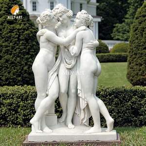 Mily Tay Chạm Khắc Cuộc Sống Kích thước đá Cẩm Thạch Ba phụ nữ Tượng điêu khắc phong cách Châu Âu cho sân biệt thự ngoài trời - Product Image 5