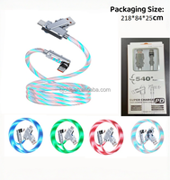 Câble de charge rapide LED 66W pour iPhone 11/12/13/14/15/16/17 Pro Max, ordinateur et écouteurs