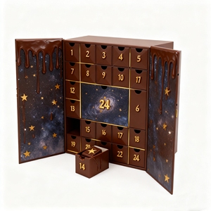 Usine de boîte-cadeau de fantaisie à double porte en gros pour les cosmétiques de cils de Noël Emballage de calendrier de beauté de l'avent Festival de fête - Product Image 5