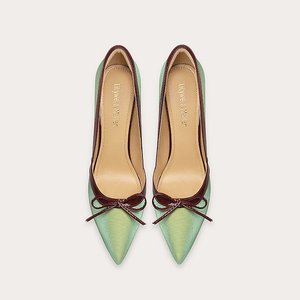 Escarpins verts décontractés et élégants pour femmes, confortables, à bout pointu, talons hauts, fermeture à enfiler, semelle extérieure en TPR, doublure - Product Image 2