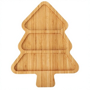 ถาดเสิร์ฟไม้ไผ่ขนาดเล็กสไตล์วินเทจ TJ POP สำหรับคริสต์มาส ขนาด 11.8" x 8.7" ถาดแบ่งช่องสำหรับของว่าง 3 ช่อง เหมาะสำหรับงานปาร์ตี้คริสต์มาส - Product Image 2