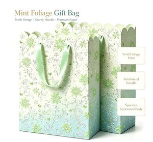 Customizable <b>gift</b> <b>bags</b> Mint Green Fancy large <b>gift</b> carry <b>bag</b> with ribbon and scalloped edge present <b>bag</b> for all occasions - Product Image 5