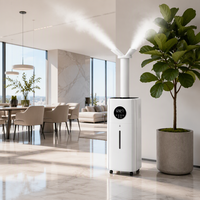Humidificateur ultrasonique mobile 21L à quatre atomiseurs, 4 buses de brumisation sur roues pour usage commercial, hôtelier, bureautique et domestique
