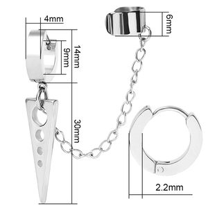 New Style FashionJewelry Dangle Chain Ear <strong>Cuffs</strong> Triangle Hoop <strong>Earrings</strong> for Men Punk Clip-On <strong>Earrings</strong> <strong>Cuff</strong> - Product Image 6