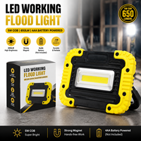 Lampe de travail LED COB à piles de 650 lumens, magnétique, portable, pour l'inspection, la réparation en garage, les situations d'urgence