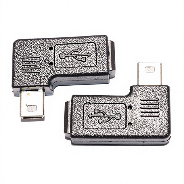 Mini USB Male-to-Female 90-Degree Right-Angle 5-Pin Adapter for Mini-USB Devices