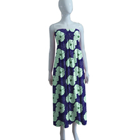 Robe longue d'été sans bretelles en soie de lait pour femme, imprimé hibiscus AOP, style smocké, idéale pour les vacances à la plage, vente en gros sur mesure