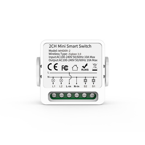 Mini 2CH chuyển đổi thông minh ZigBee dây trung tính hai chiều chuyển đổi đơn cực đôi điều khiển bằng giọng nói ứng dụng kích hoạt cho hệ thống nhà thông minh 10A - Product Image 1