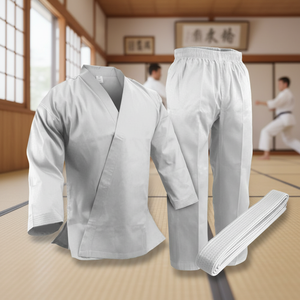 Kimono Blanco de 8 OZ, Aprobado por la WKF, Uniforme de Karate de Polialgodón para Entrenamiento, Unisex, Personalizable, Hecho en Pakistán con Madera de Arce - Product Image 3