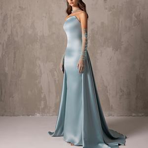 Sharon Said SF098 Elegantes blaues trägerloses Abendkleid mit Überrock, Hochzeits- und festliches Ballkleid, Abschlussballkleid, Gastkleid, nicht auf Lager - Product Image 5