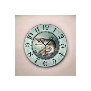 Horloge murale ronde silencieuse en bois classique de 45x45 cm avec motif de poissons colorés imprimés et numérotés, idéale pour un cadeau - Product Image 4