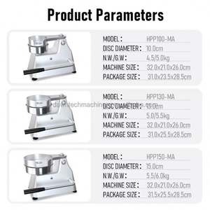 Machine à galettes de bœuf manuelle en acier inoxydable, machine à former des galettes de hamburger, presse à galettes commerciale - Product Image 2