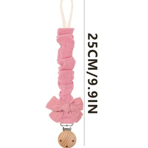 Nuevo y Adorable Clip para <span class=keywords><strong>Chupete</strong></span> de Bebé con Diseño de Lazo, 100% Algodón Orgánico Muslin, Cadena para <span class=keywords><strong>Chupete</strong></span>, Mordedor de Ganchillo - Product Image 3