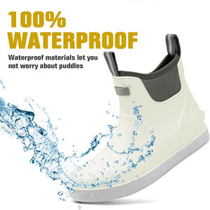 Botas de Cubierta de Goma Blancas para Toda Temporada con Forro de Neopreno Verde, Impermeables, para Lluvia y Actividades al Aire Libre, para Pesca y Navegación - Product Image 5
