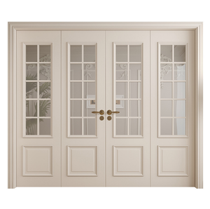 Custom Design <span class=keywords><strong>a</strong></span> doppia foglia bianco adescato MDF <span class=keywords><strong>porte</strong></span> <span class=keywords><strong>a</strong></span> battente in legno con vetro per balcone interno francese - Product Image 1