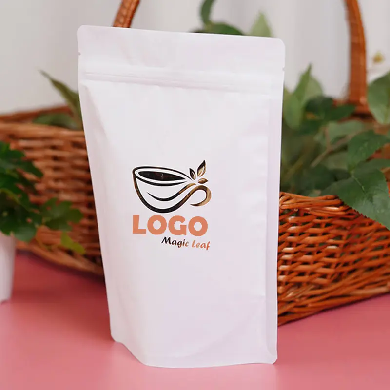 OEM özel plastik folyo açılıp kapanabilir çiçek yaprak eko koku geçirmez kahve kilitli gıda poşet için matcha çayı ambalaj çanta