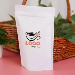 OEM kundendefinierte wiederverschließbare Öko-geruchssichere reißverschluss-lebensmittelverpackungsbeutel aus kunststofffolie blumenblatt kaffee matcha tee tütchen