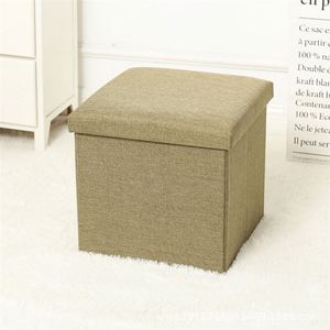 Convenient Foldable Fabric Storage Ottoman Cotton Linen Square Storage <b>Cube</b> Change <b>Table</b> & Organizer Stool-Comes Packaged in OPP - Product Image 2
