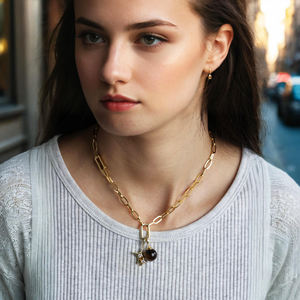 Perle de cristal œil de tigre en pierres précieuses personnalisées accessoires de breloques italiennes collier pendentif étoile en argent 925 plaqué or bijoux - Product Image 6