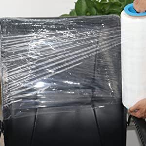 Rouleau de film étirable transparent industriel Huamaohengchun en PEHD de qualité alimentaire, 1500 pieds, 70 gauge, 15 pouces, avec poignées de 3 pouces, durable pour palettes - Product Image 3