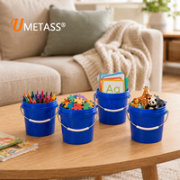 Seau en plastique bleu PP de 0,5 L avec couvercle et poignée, idéal pour le bricolage domestique, qualité alimentaire, parfait pour Halloween, pour ranger les collations et les jouets, vente en gros