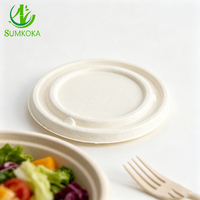 SUMKOKA Couvercle en fibre de bagasse 16oz, anti-fuite, sans PFAS, compostable, compatible avec les gobelets à soupe en canne à sucre de 16oz
