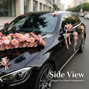 Flores Artificiales de Seda, Grandes, en Forma de V, Estilo Vintage Moderno, Decoración Profesional <span class=keywords><strong>para</strong></span> <span class=keywords><strong>Autos</strong></span> de Boda, Arreglos con Lazos <span class=keywords><strong>para</strong></span> <span class=keywords><strong>Bodas</strong></span> - Product Image 2