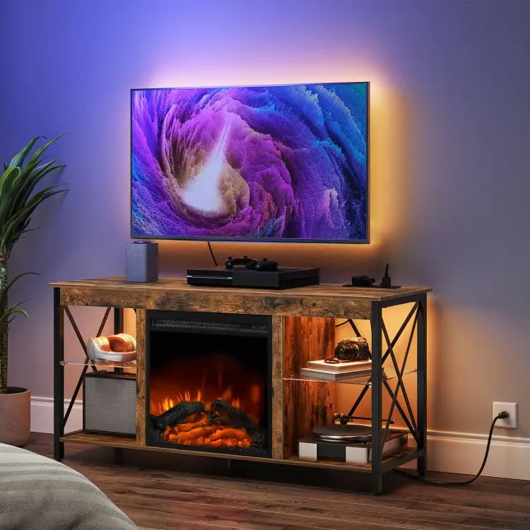 Venta al por mayor de muebles para sala de estar, chimenea, soporte de TV con medios eléctricos, centro de entretenimiento, chimenea, mueble de TV con luz LED