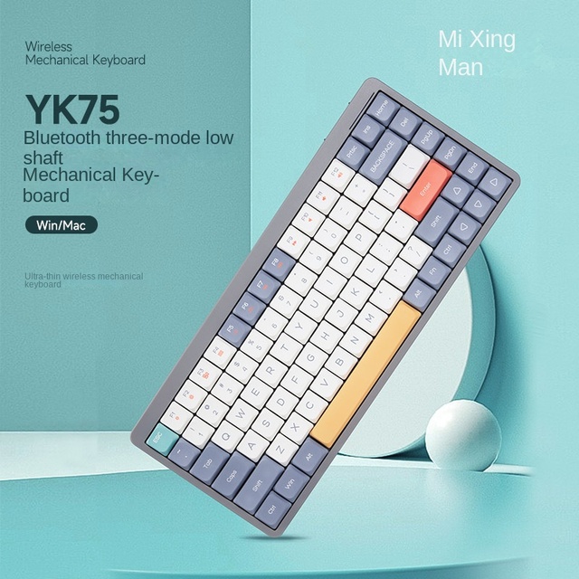 Low-profile Ultra-thin Wireless Three Mode RGB Backlit Plastic Mechanical Keyboard Red Axis Switches /Wired for Office