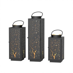 Faroles Colgantes de Metal para Decoración Navideña, Portavelas de Hierro Forjado con Diseño de Árbol de Bosque para Hogar y Jardín - Product Image 1
